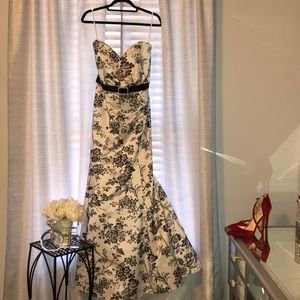 Black and White Floral Wedding/Formal Gown